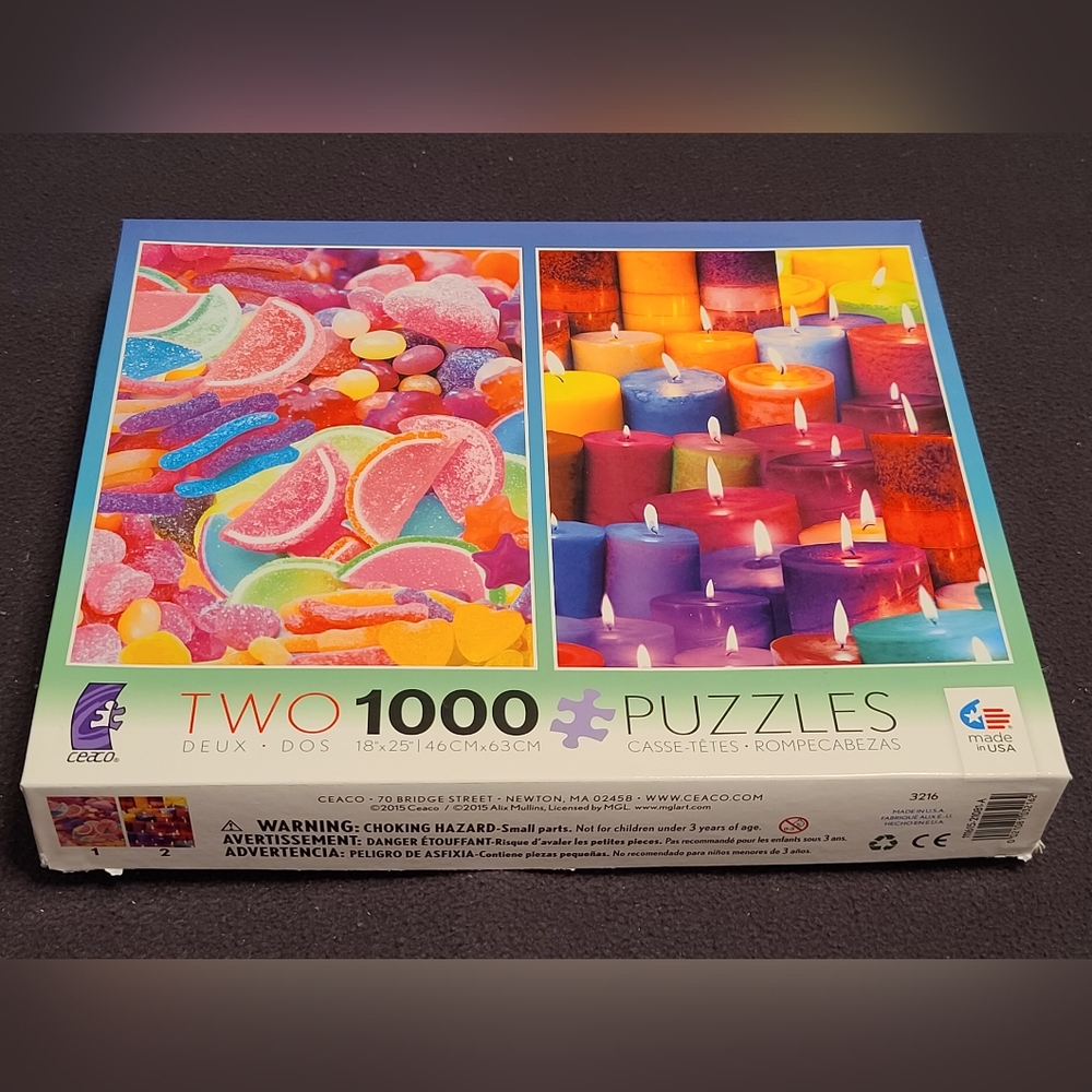 (2) 1,000 Piece Jigsaw Puzzles, "Colorful Candy" & "Colorful Candles", Ceaco